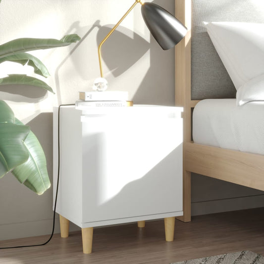 Berkfield Bed Cabinet with Solid Wood Legs White 40x30x50 cm