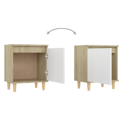 Berkfield Bed Cabinet with Solid Wood Legs Sonoma Oak & White 40x30x50cm