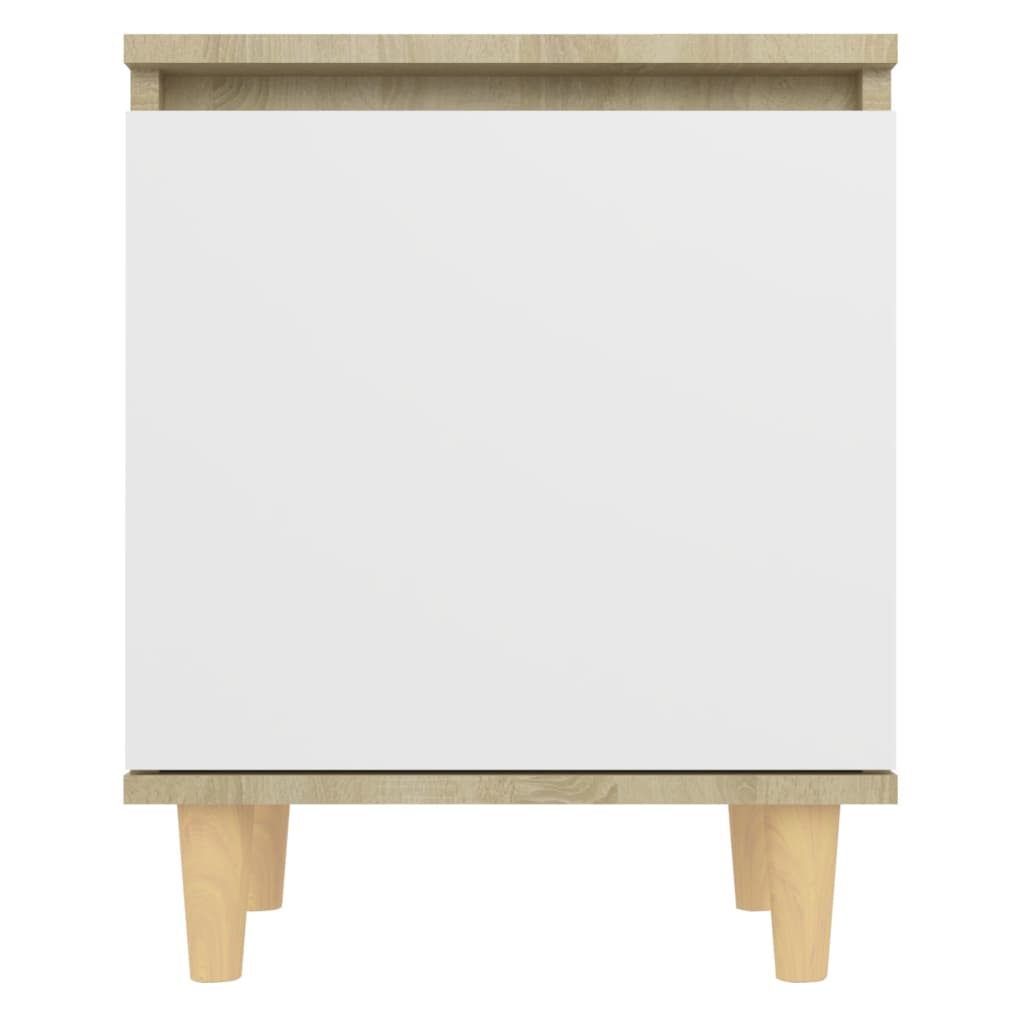 Berkfield Bed Cabinet with Solid Wood Legs Sonoma Oak & White 40x30x50cm