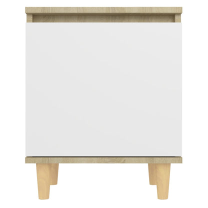 Berkfield Bed Cabinet with Solid Wood Legs Sonoma Oak & White 40x30x50cm