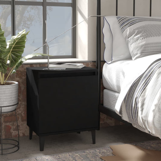 Berkfield Bed Cabinet with Metal Legs Black 40x30x50 cm