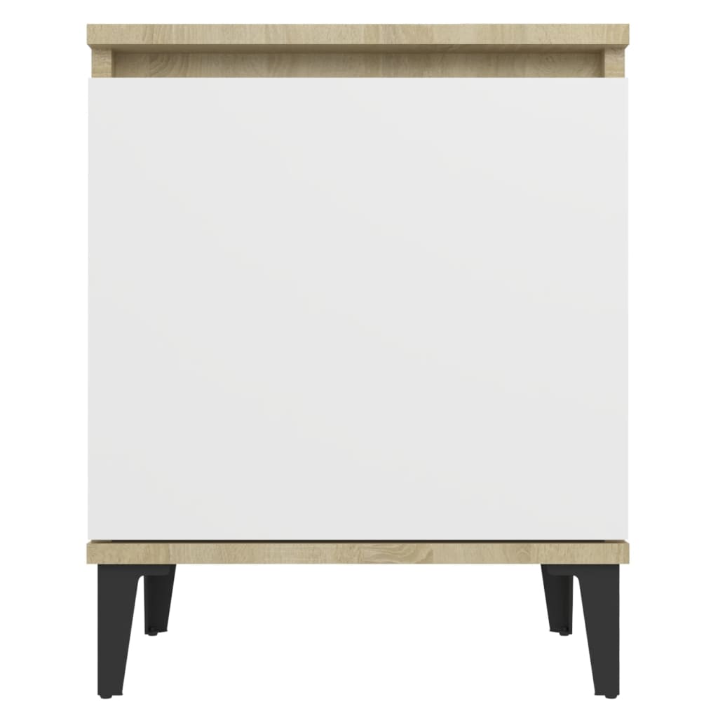 Berkfield Bed Cabinets Metal Legs 2 pcs Sonoma Oak and White 40x30x50 cm