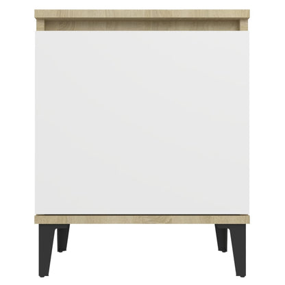 Berkfield Bed Cabinets Metal Legs 2 pcs Sonoma Oak and White 40x30x50 cm