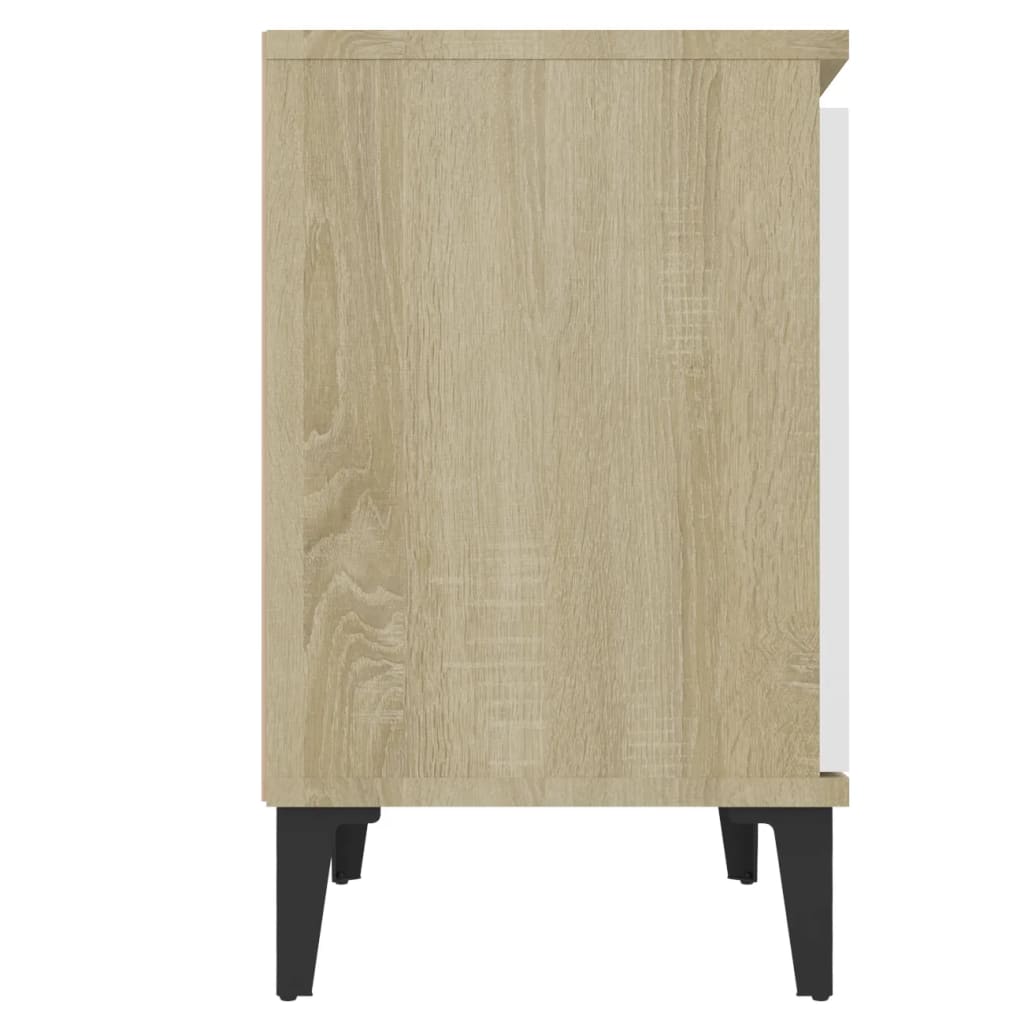 Berkfield Bed Cabinets Metal Legs 2 pcs Sonoma Oak and White 40x30x50 cm