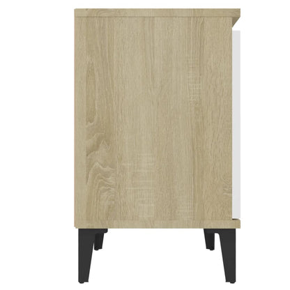 Berkfield Bed Cabinets Metal Legs 2 pcs Sonoma Oak and White 40x30x50 cm