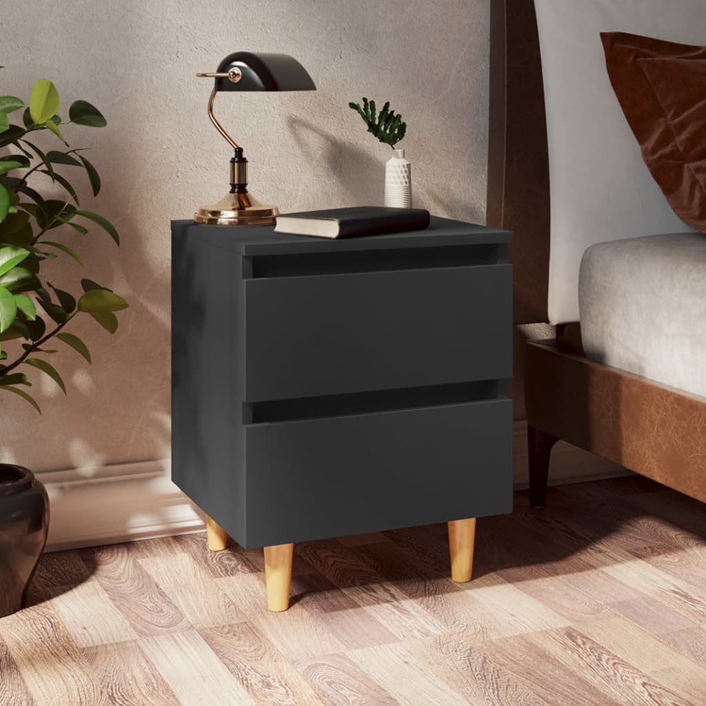 Berkfield Bed Cabinet with Solid Pinewood Legs Grey 40x35x50 cm