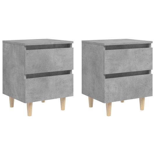 Berkfield Bed Cabinets & Solid Pinewood Legs 2 pcs Concrete Grey 40x35x50 cm
