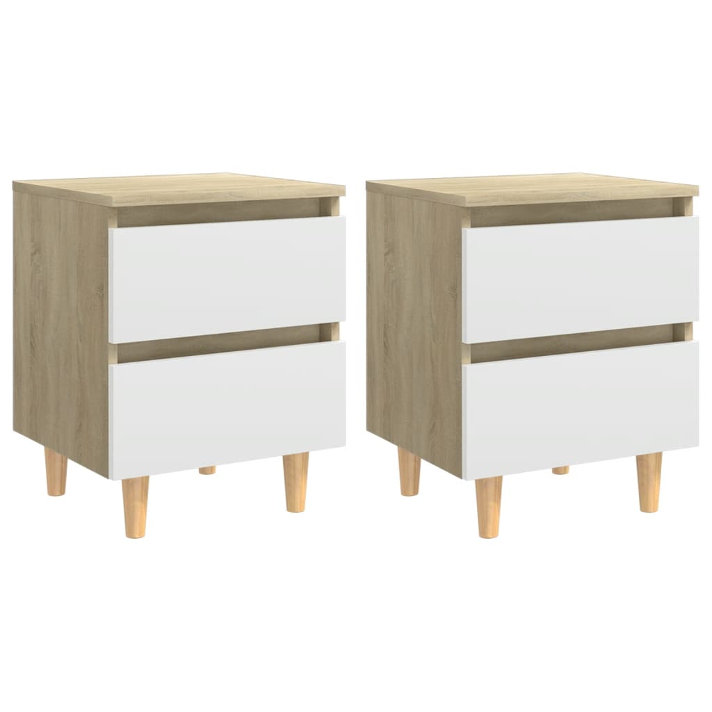 Berkfield Bed Cabinets & Pinewood Legs 2 pcs White & Sonoma Oak 40x35x50cm