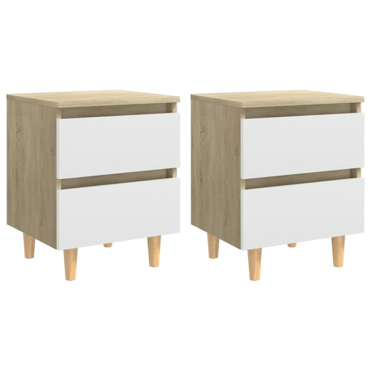 Berkfield Bed Cabinets & Pinewood Legs 2 pcs White & Sonoma Oak 40x35x50cm