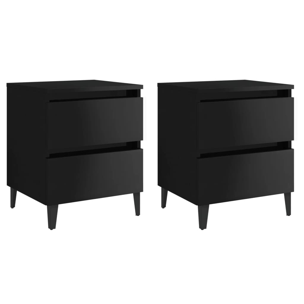 Berkfield Bed Cabinets 2 pcs High Gloss Black 40x35x50 cm Engineered Wood
