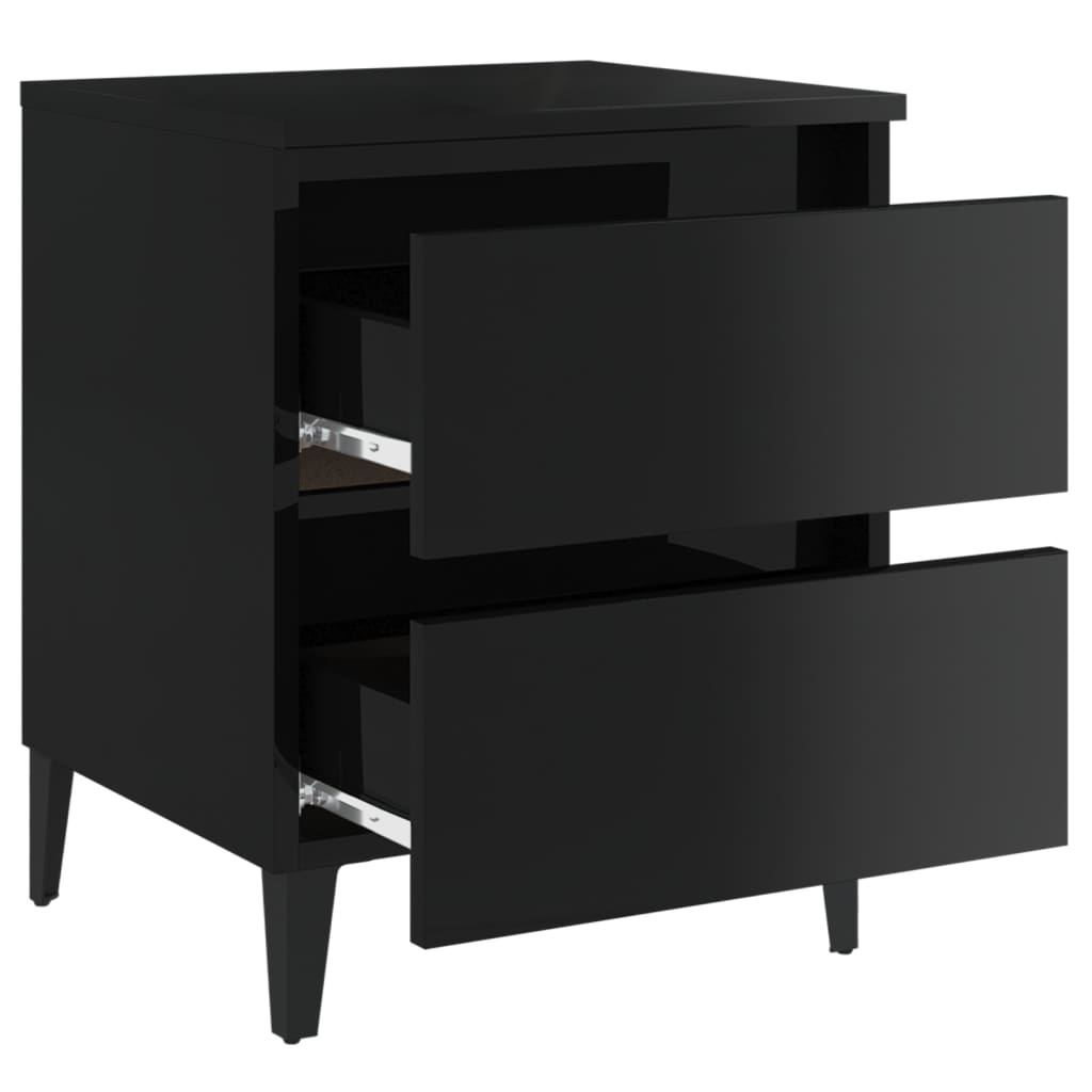 Berkfield Bed Cabinets 2 pcs High Gloss Black 40x35x50 cm Engineered Wood