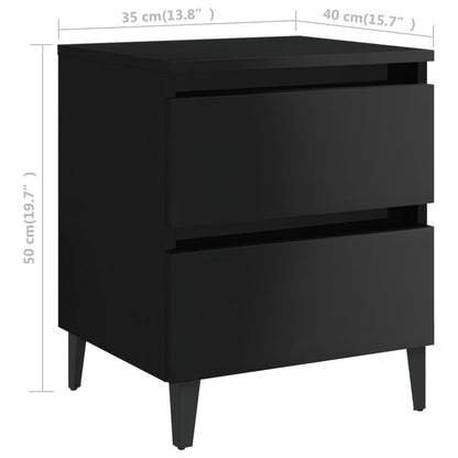 Berkfield Bed Cabinets 2 pcs High Gloss Black 40x35x50 cm Engineered Wood