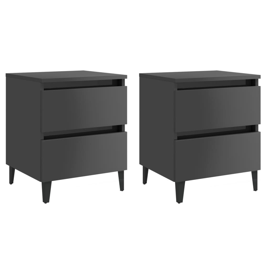 Berkfield Bed Cabinets 2 pcs High Gloss Grey 40x35x50 cm Engineered Wood