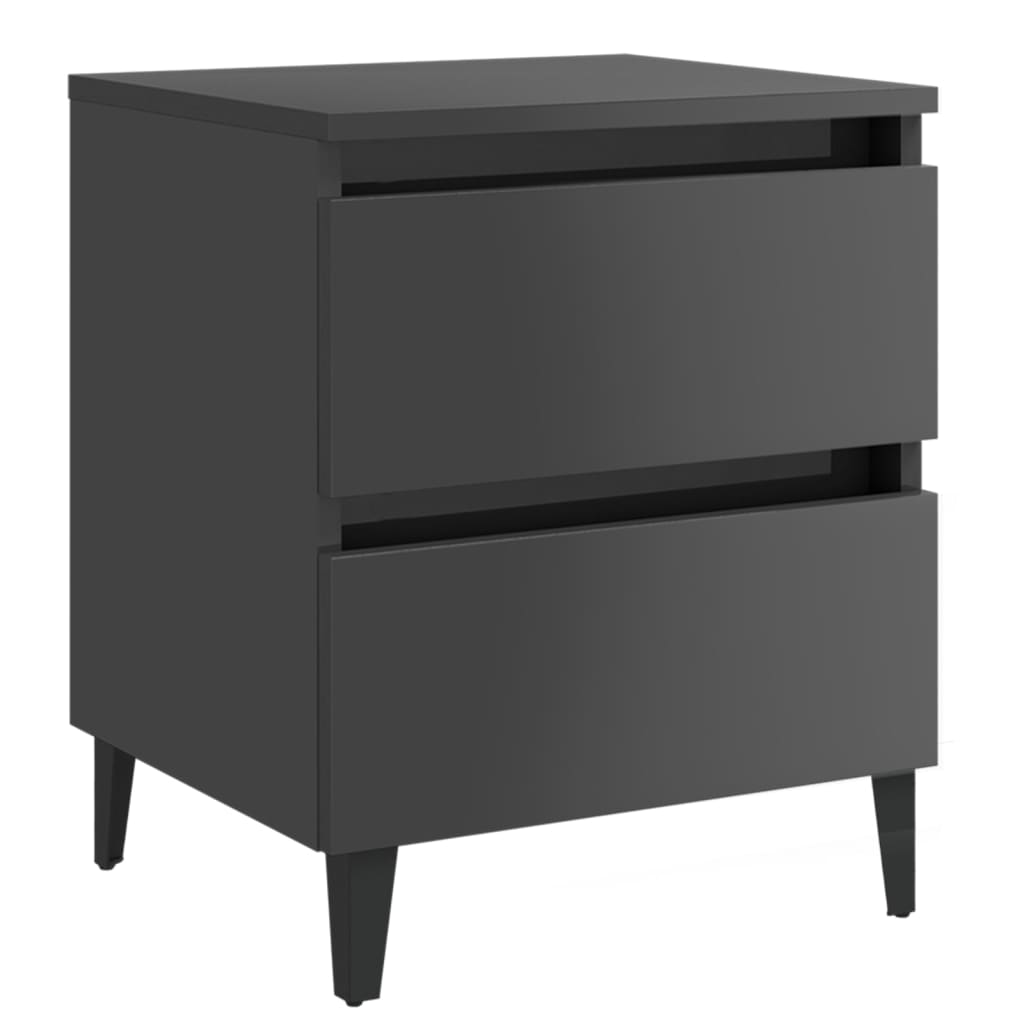 Berkfield Bed Cabinets 2 pcs High Gloss Grey 40x35x50 cm Engineered Wood