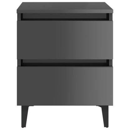 Berkfield Bed Cabinets 2 pcs High Gloss Grey 40x35x50 cm Engineered Wood