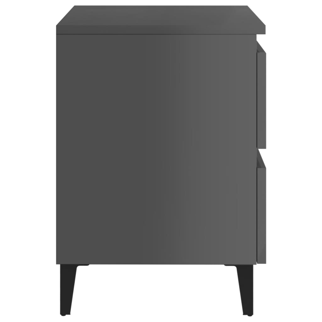 Berkfield Bed Cabinets 2 pcs High Gloss Grey 40x35x50 cm Engineered Wood