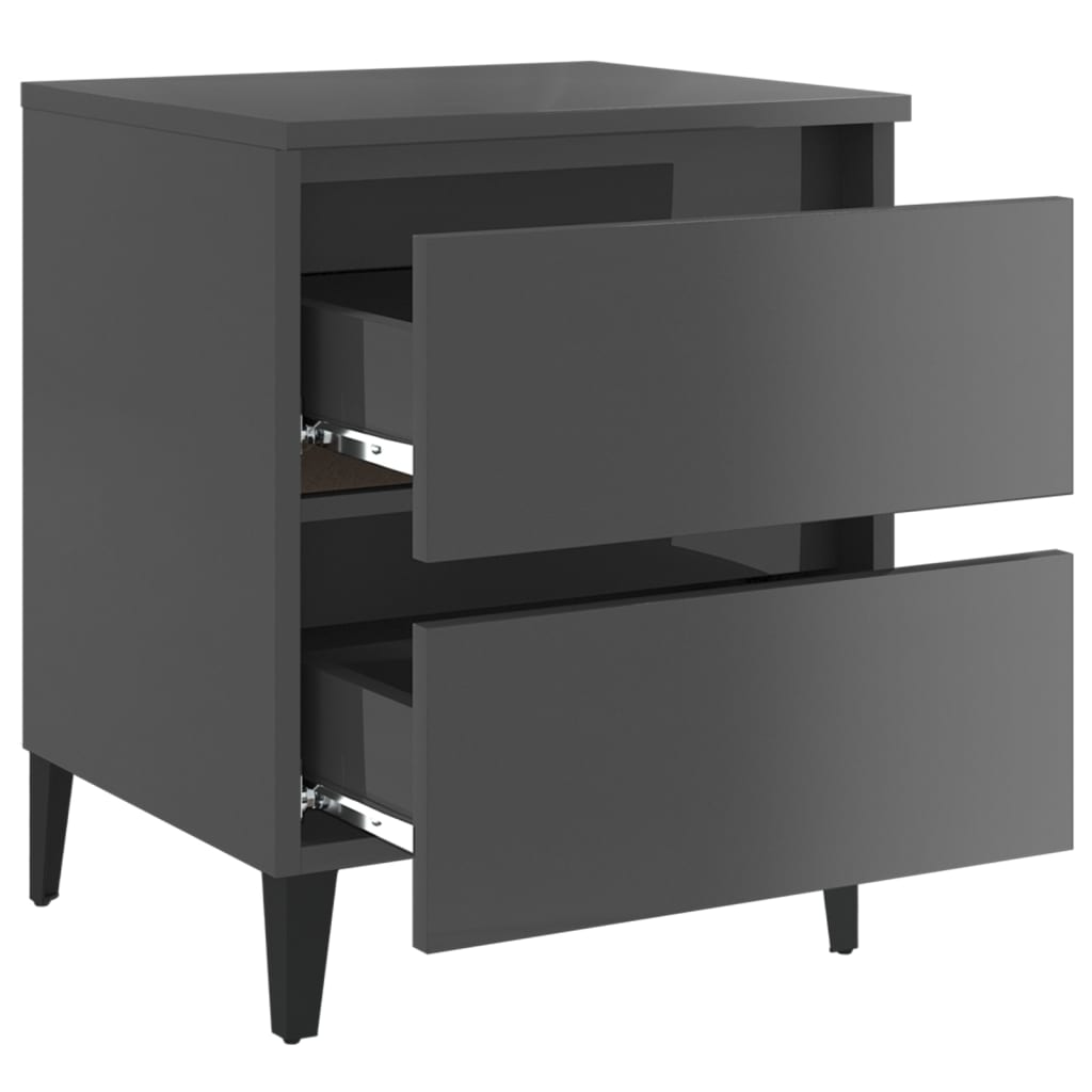 Berkfield Bed Cabinets 2 pcs High Gloss Grey 40x35x50 cm Engineered Wood