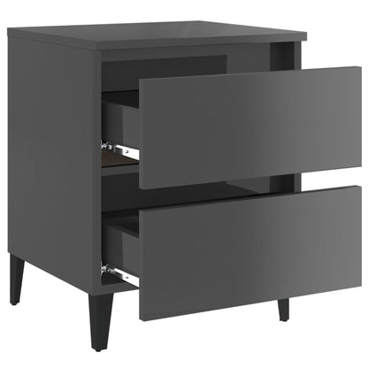 Berkfield Bed Cabinets 2 pcs High Gloss Grey 40x35x50 cm Engineered Wood