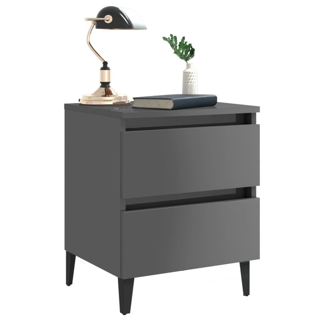 Berkfield Bed Cabinets 2 pcs High Gloss Grey 40x35x50 cm Engineered Wood