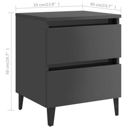 Berkfield Bed Cabinets 2 pcs High Gloss Grey 40x35x50 cm Engineered Wood