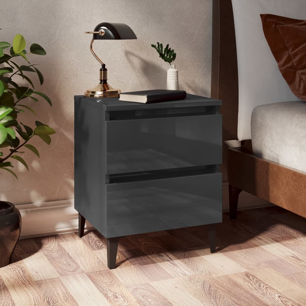 Berkfield Bed Cabinets 2 pcs High Gloss Grey 40x35x50 cm Engineered Wood