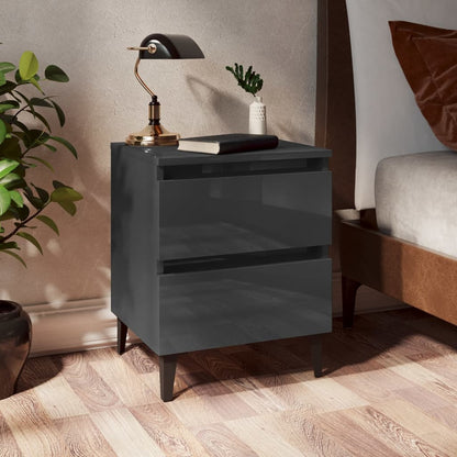 Berkfield Bed Cabinets 2 pcs High Gloss Grey 40x35x50 cm Engineered Wood