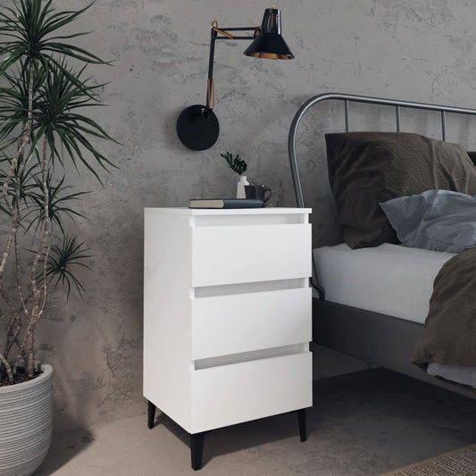 Berkfield Bed Cabinet with Metal Legs White 40x35x69 cm