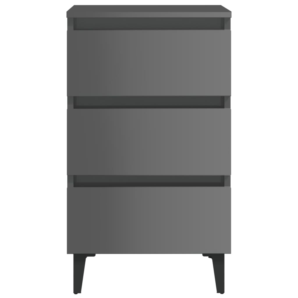 Berkfield Bed Cabinet with Metal Legs 2 pcs High Gloss Grey 40x35x69 cm