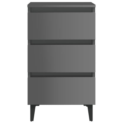 Berkfield Bed Cabinet with Metal Legs 2 pcs High Gloss Grey 40x35x69 cm