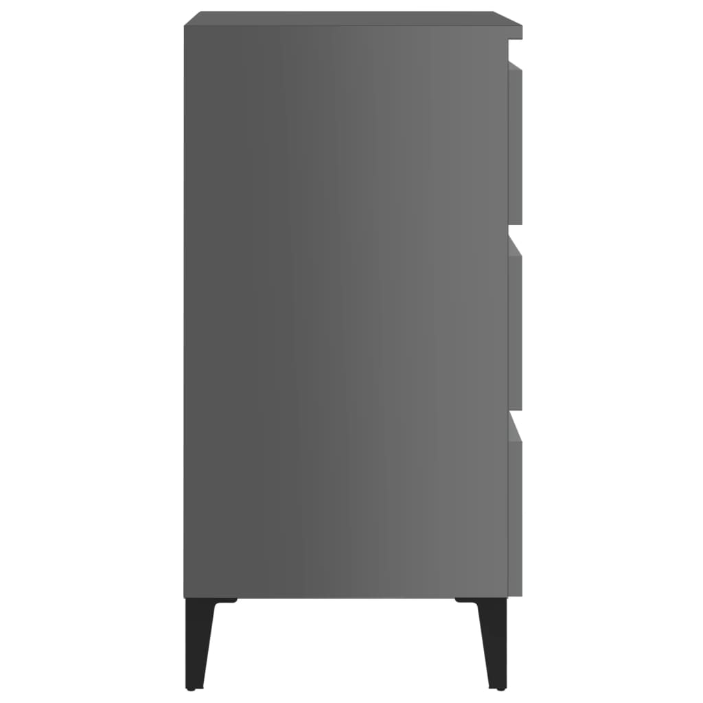 Berkfield Bed Cabinet with Metal Legs 2 pcs High Gloss Grey 40x35x69 cm