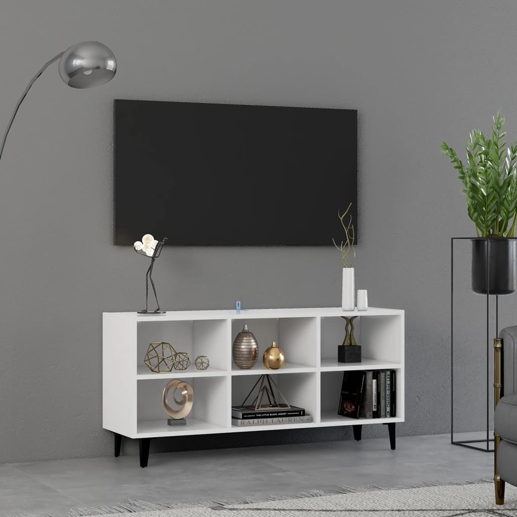 Berkfield TV Cabinet with Metal Legs White 103.5x30x50 cm