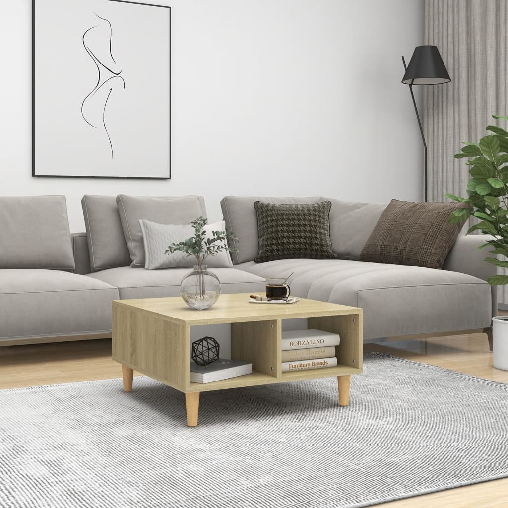 Berkfield Coffee Table White and Sonoma Oak 60x60x30 cm Engineered Wood