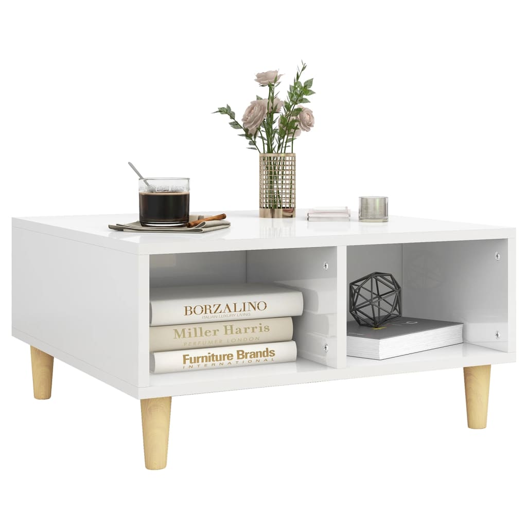 Berkfield Coffee Table High Gloss White 60x60x30 cm Engineered Wood