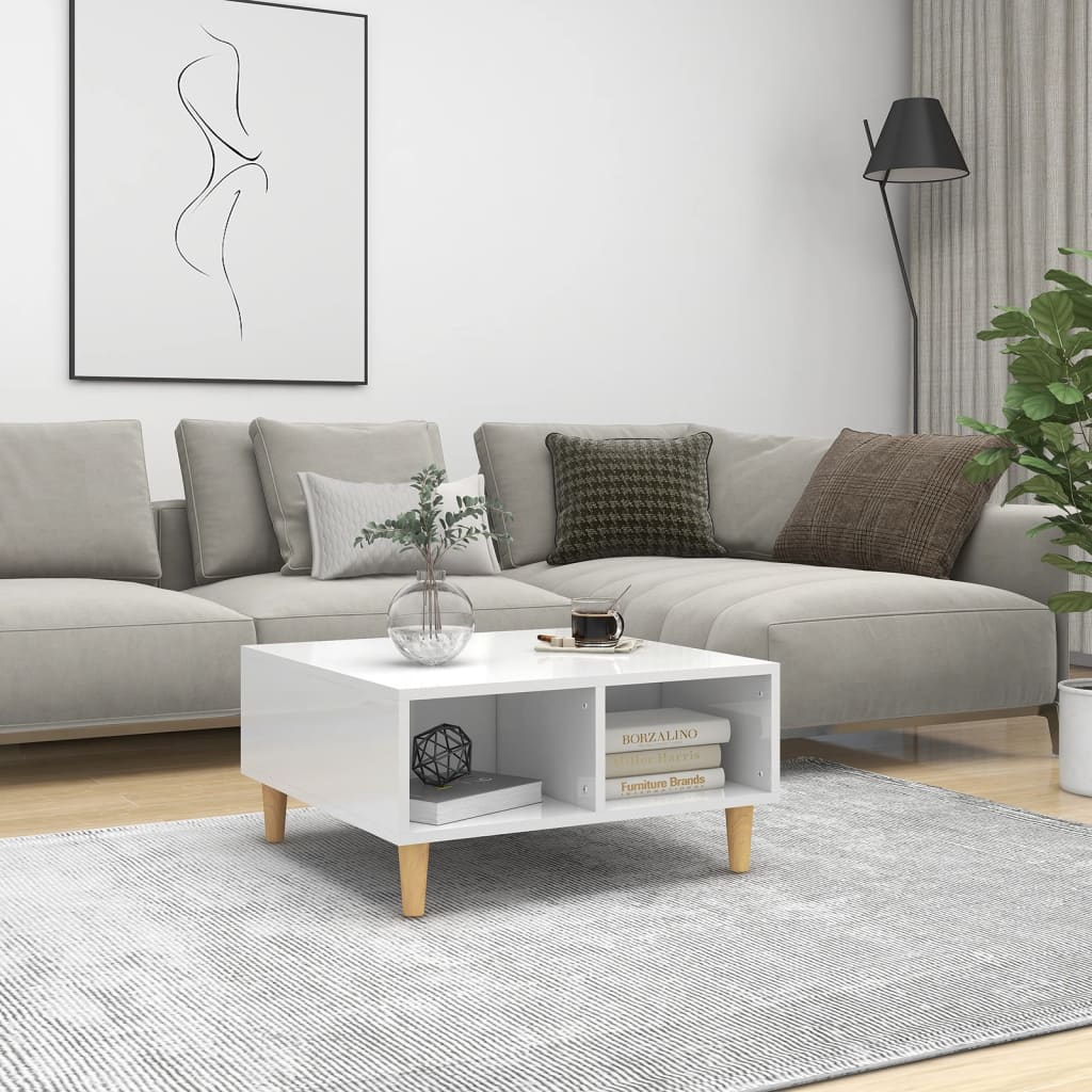 Berkfield Coffee Table High Gloss White 60x60x30 cm Engineered Wood