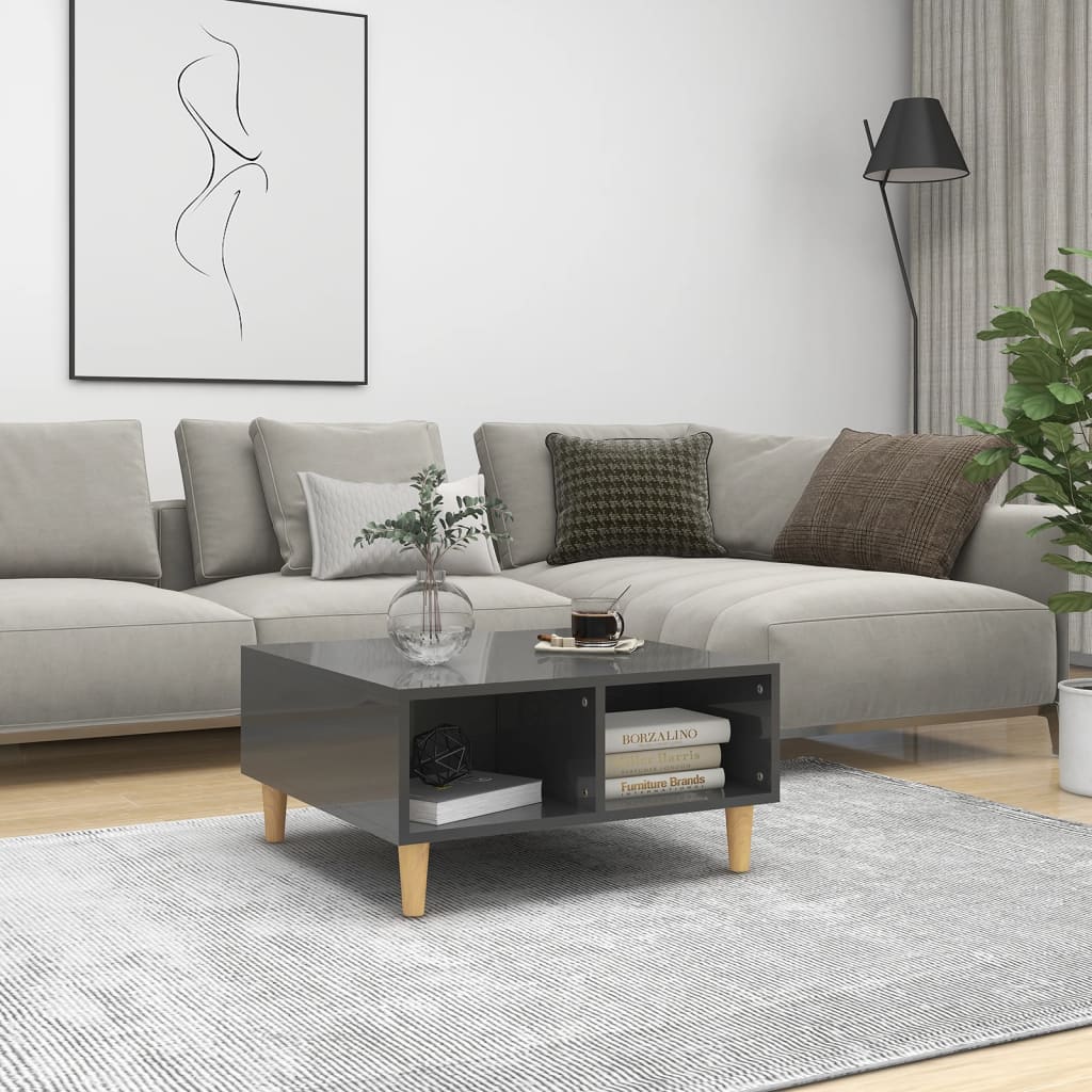 Berkfield Coffee Table High Gloss Grey 60x60x30 cm Engineered Wood