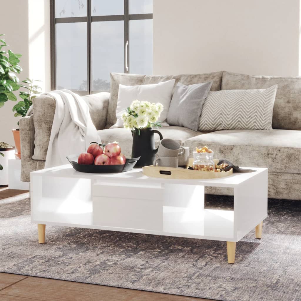 Berkfield Coffee Table High Gloss White 103.5x60x35 cm Engineered Wood
