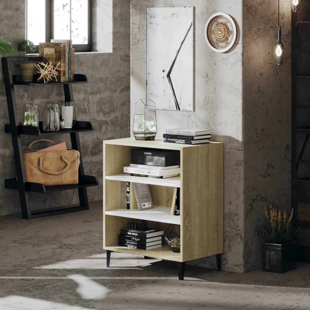 Berkfield Sideboard White and Sonoma Oak 57x35x70 cm Engineered Wood