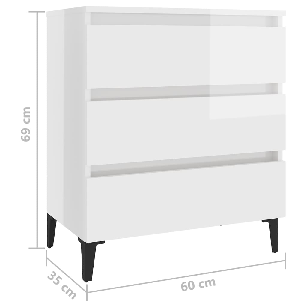 Berkfield Sideboard High Gloss White 60x35x69 cm Engineered Wood