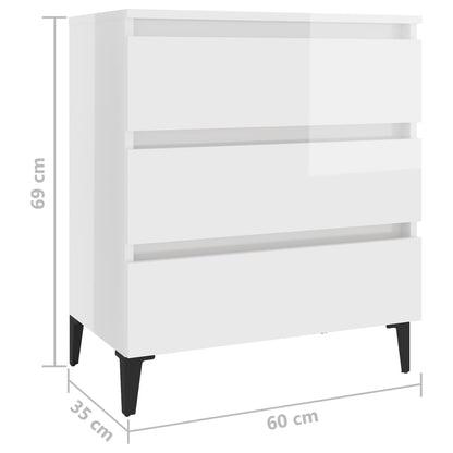 Berkfield Sideboard High Gloss White 60x35x69 cm Engineered Wood