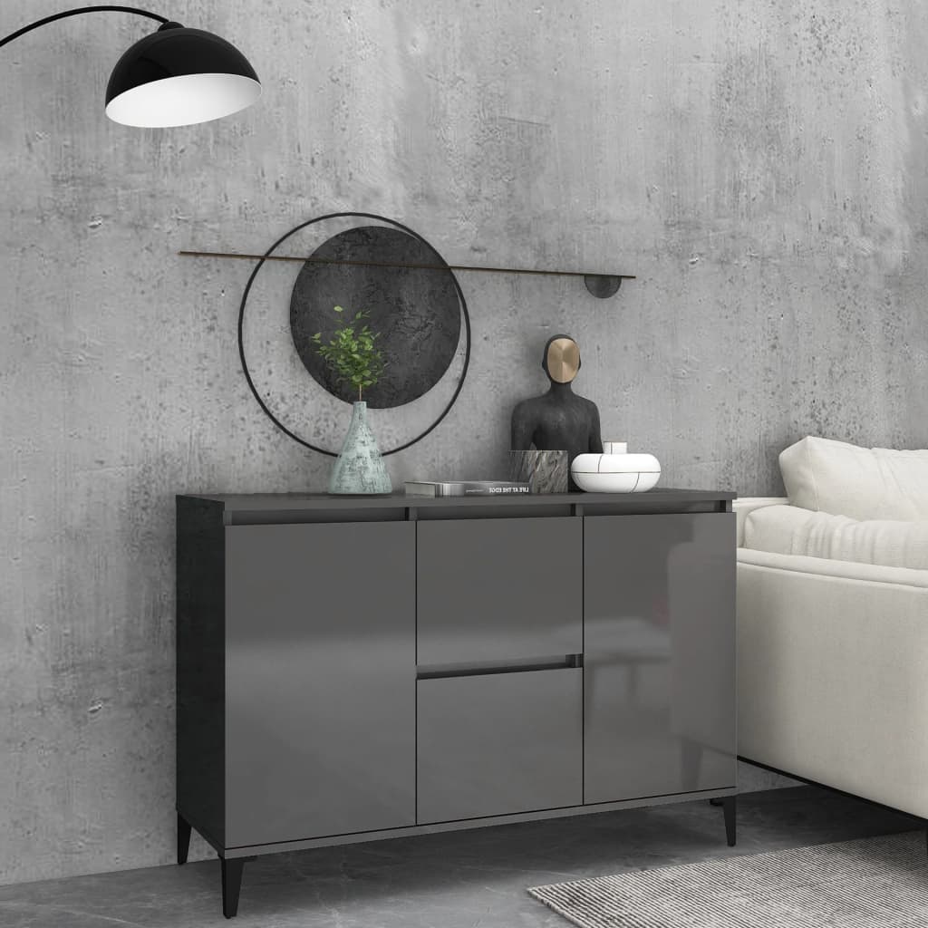 Berkfield Sideboard High Gloss Grey 104x35x70 cm Engineered Wood