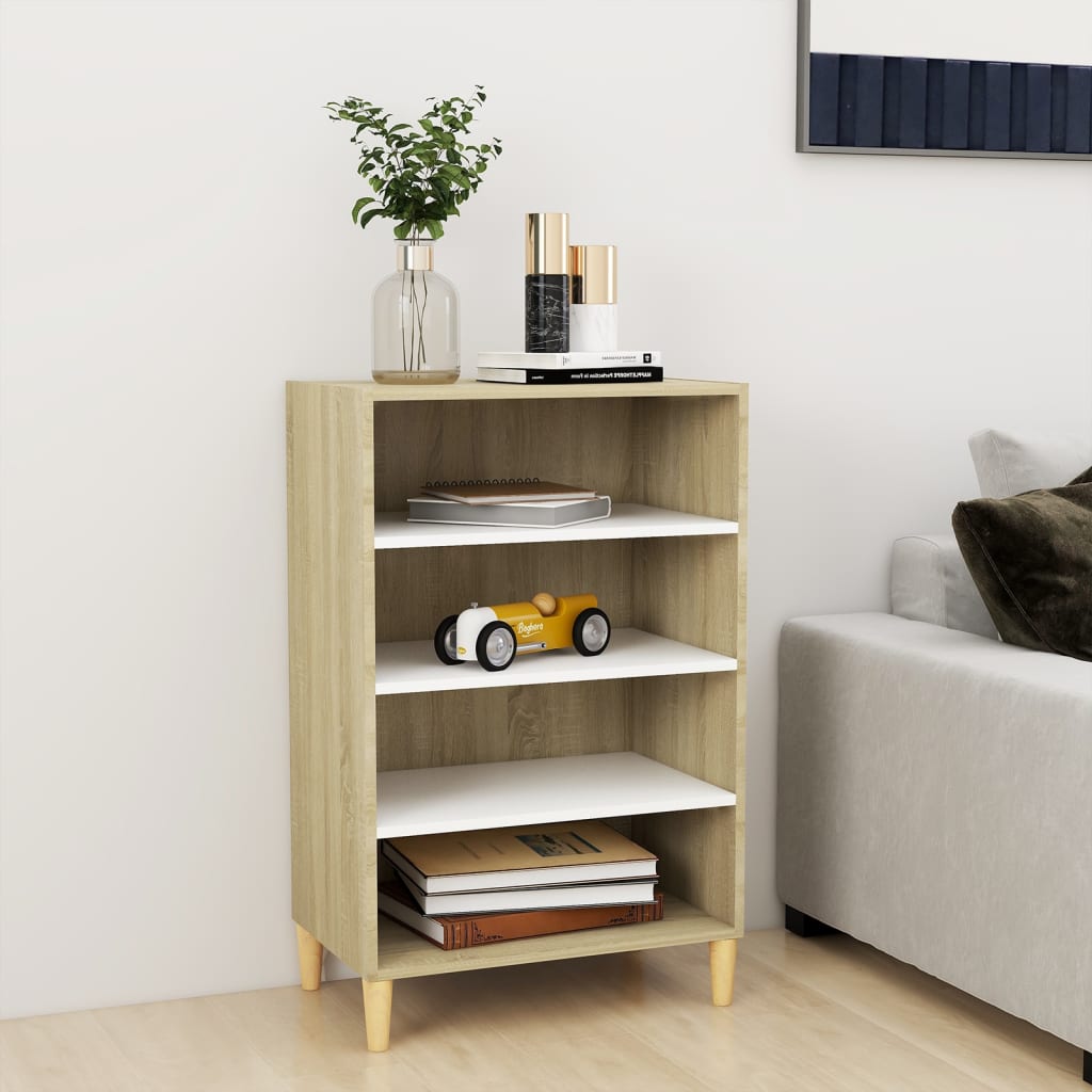 Berkfield Sideboard White and Sonoma Oak 57x35x90 cm Engineered Wood