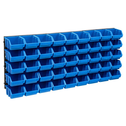 Berkfield 48 Piece Storage Bin Kit with Wall Panels Blue and Black