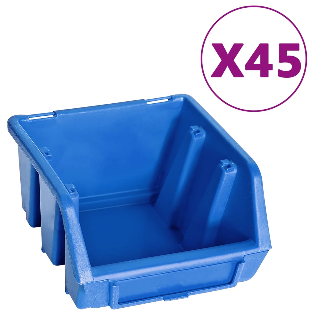 Berkfield 48 Piece Storage Bin Kit with Wall Panels Blue and Black