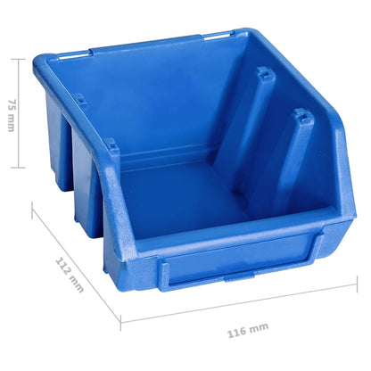 Berkfield 48 Piece Storage Bin Kit with Wall Panels Blue and Black