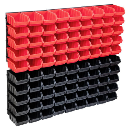 Berkfield 96 Piece Storage Bin Kit with Wall Panels Red and Black