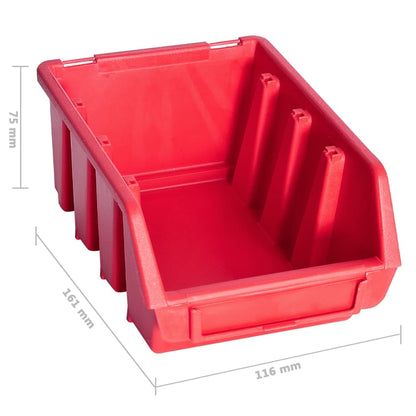 Berkfield 96 Piece Storage Bin Kit with Wall Panels Red and Black