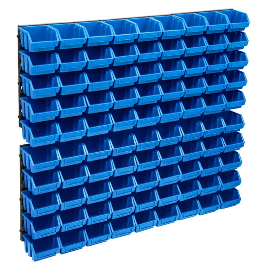 Berkfield 96 Piece Storage Bin Kit with Wall Panels Blue and Black