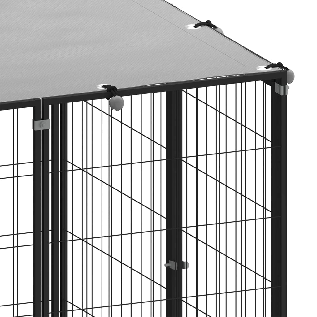 Berkfield Dog Kennel Black 110x110x110 cm Steel