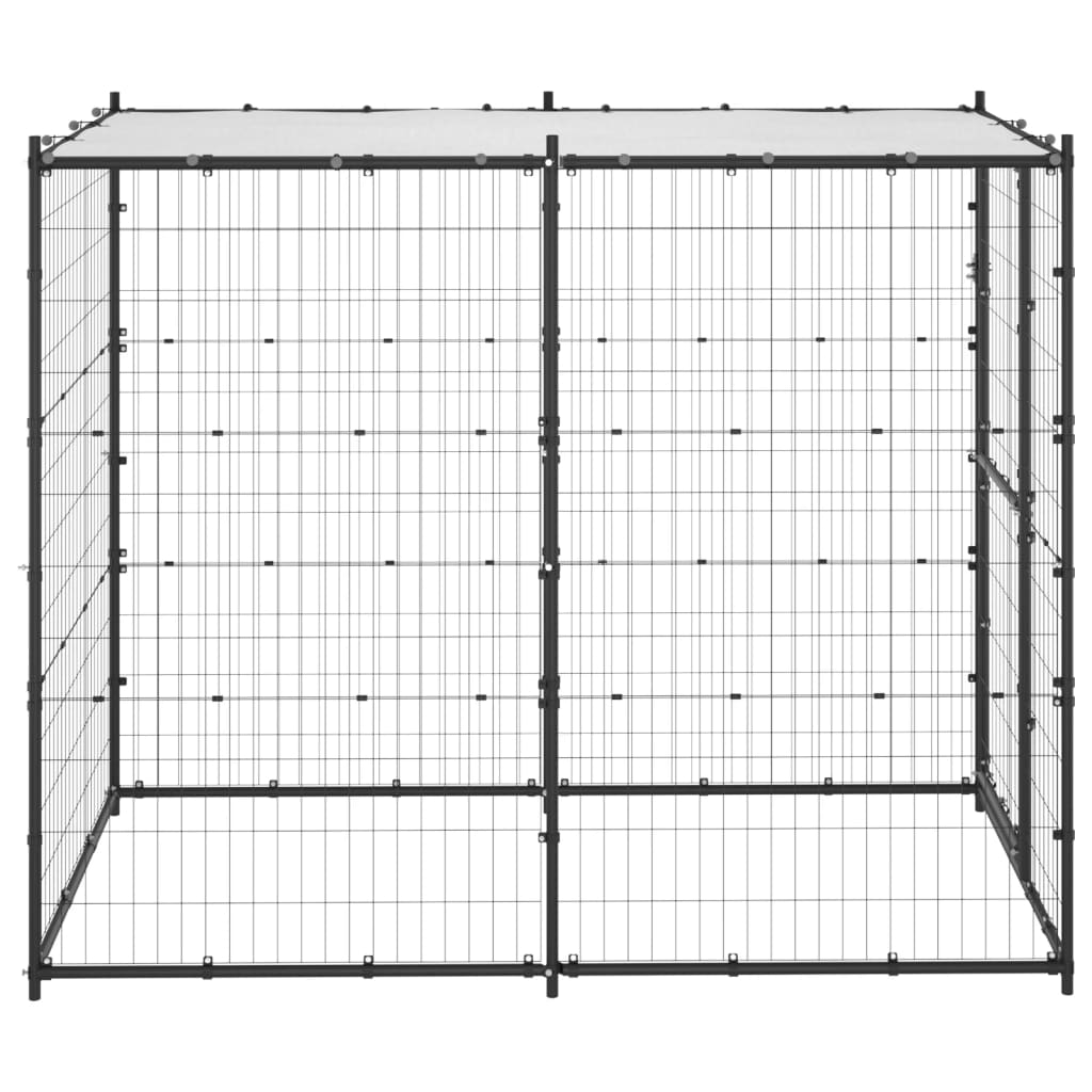 Berkfield Outdoor Dog Kennel Steel with Roof 110x220x180 cm
