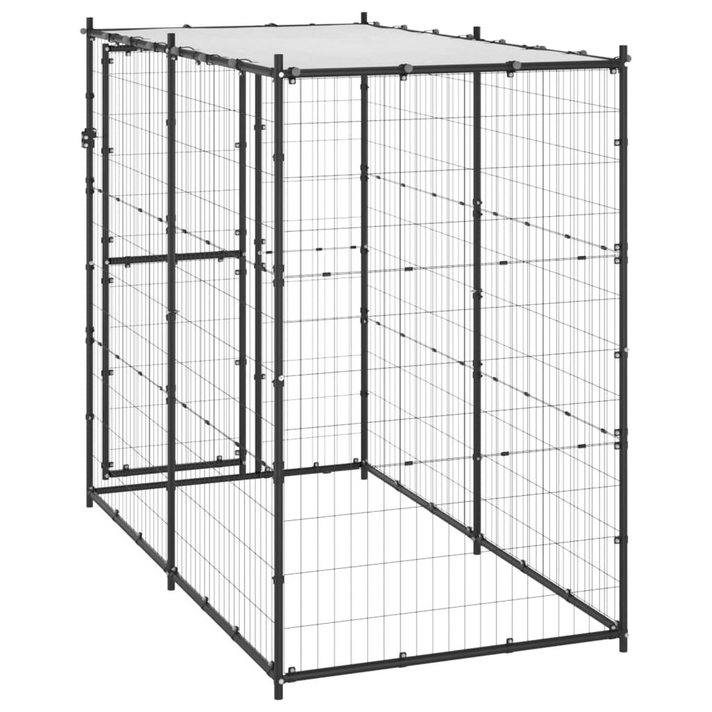 Berkfield Outdoor Dog Kennel Steel with Roof 110x220x180 cm